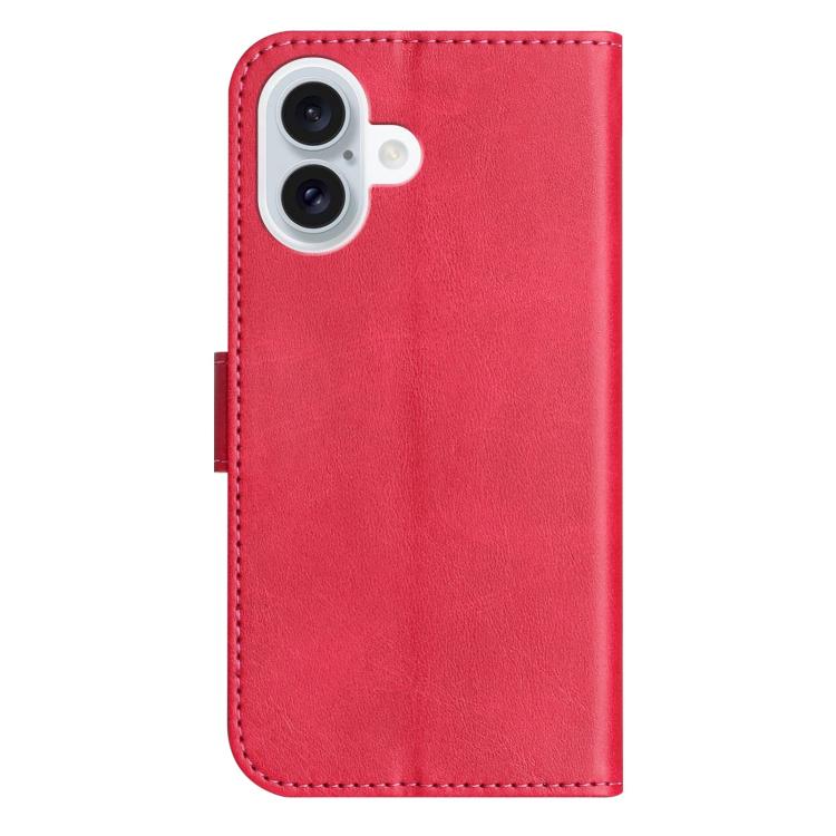 For iPhone 16 Plus Dual-Folded S-shape Leather Phone Case