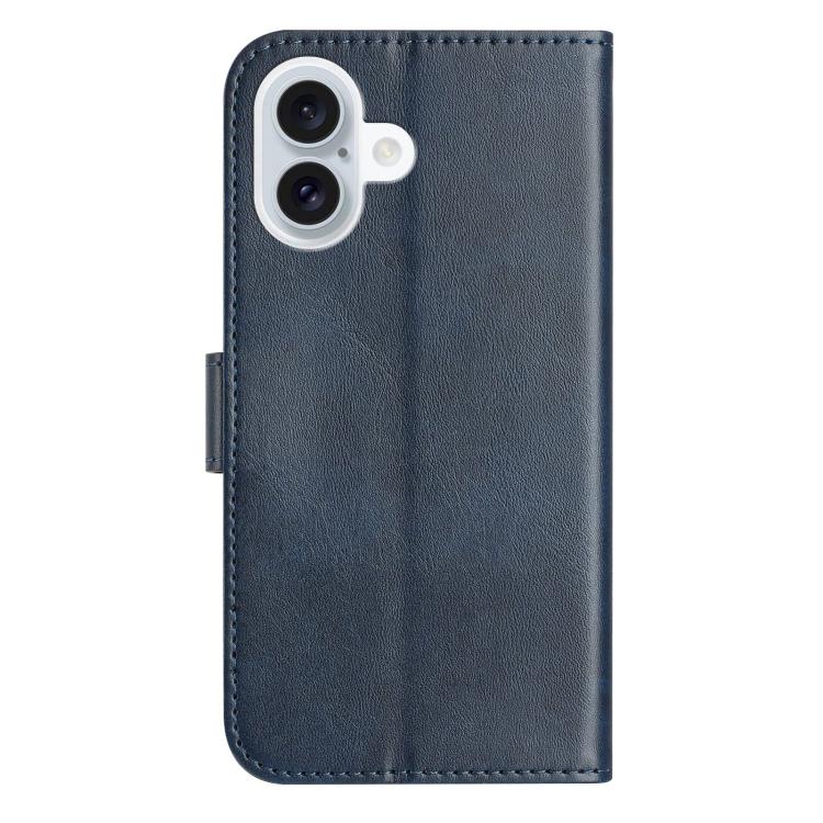 For iPhone 16 Plus Dual-Folded S-shape Leather Phone Case