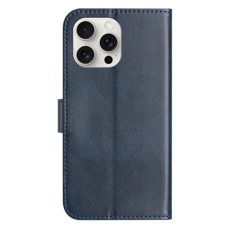 For iPhone 15 Pro Dual-Folded S-shape Leather Phone Case