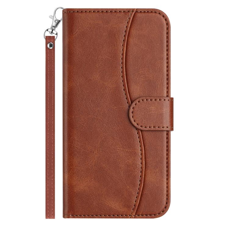 For iPhone 15 Dual-Folded S-shape Leather Phone Case
