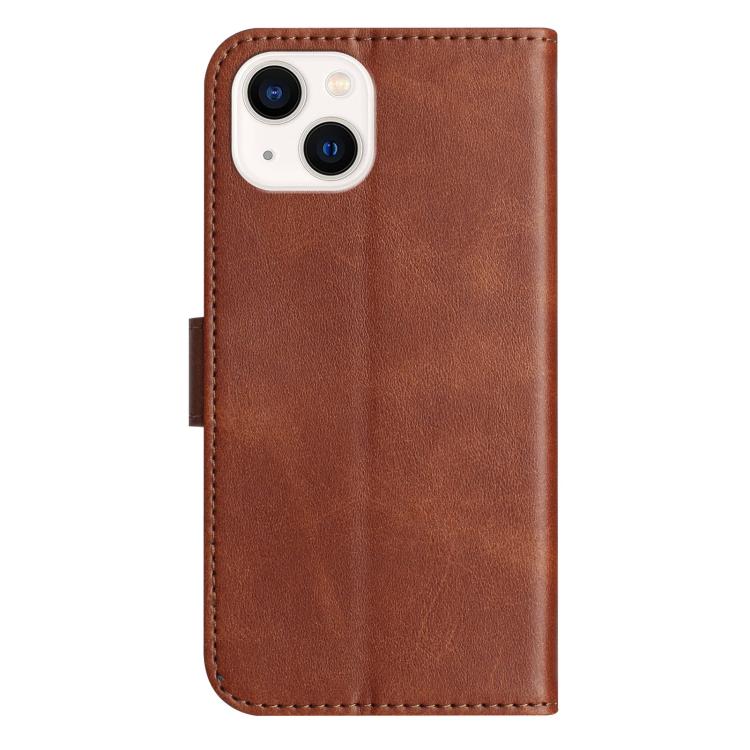 For iPhone 15 Dual-Folded S-shape Leather Phone Case