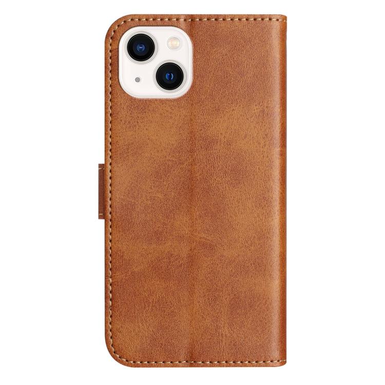 For iPhone 15 Dual-Folded S-shape Leather Phone Case