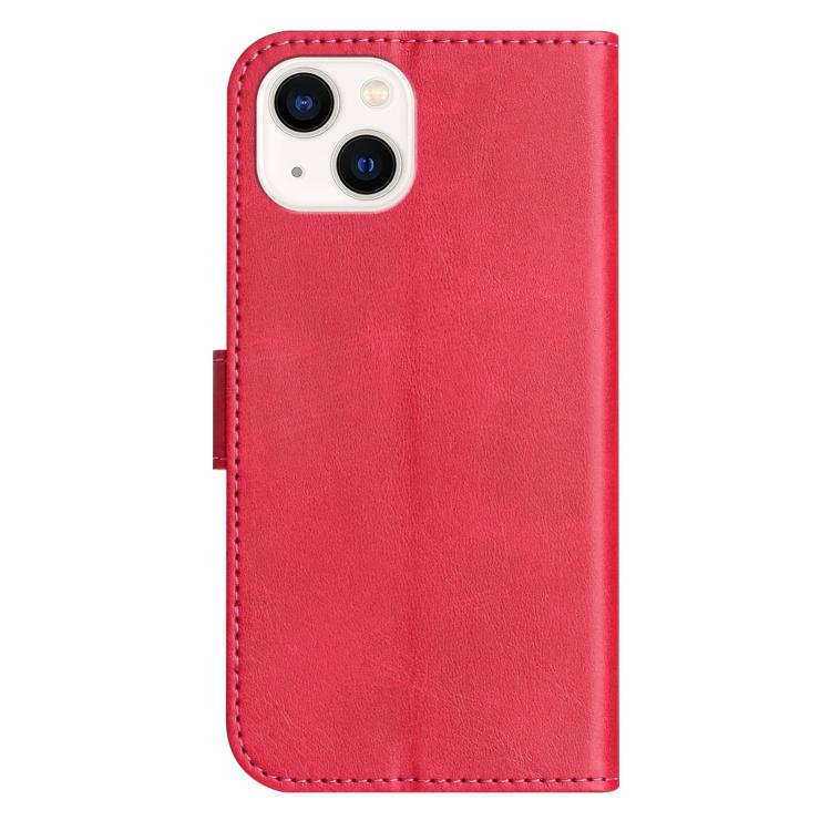 For iPhone 14 Dual-Folded S-shape Leather Phone Case