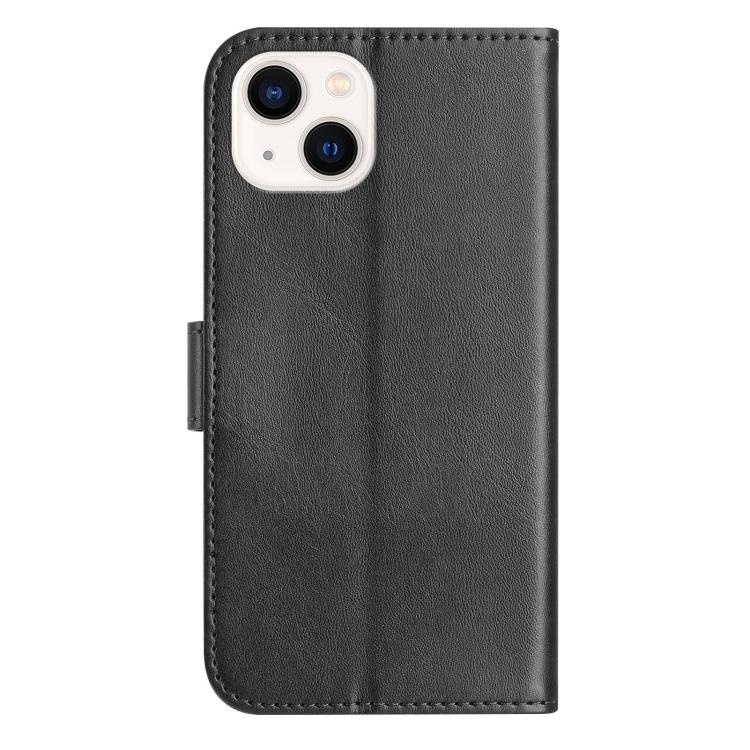 For iPhone 14 Dual-Folded S-shape Leather Phone Case