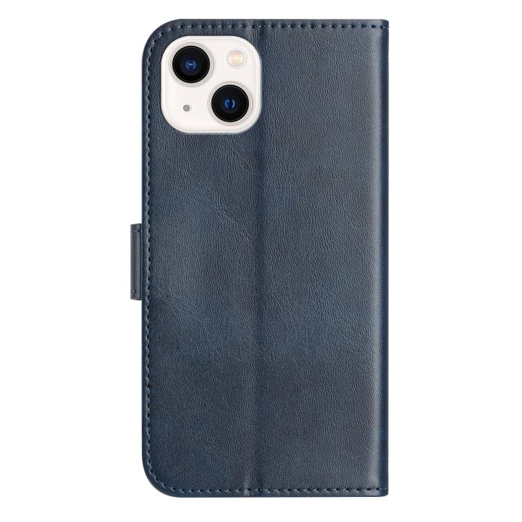 For iPhone 14 Dual-Folded S-shape Leather Phone Case