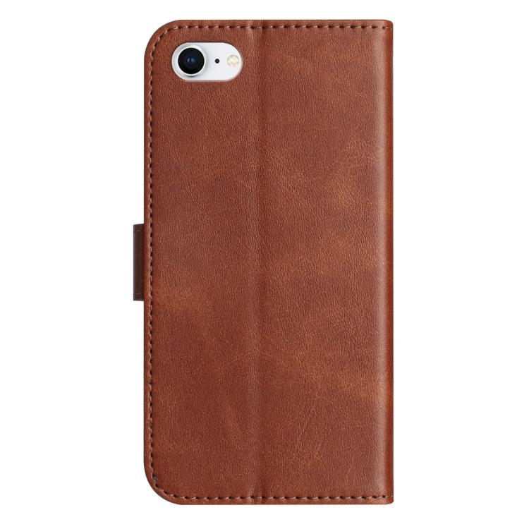 For iPhone 7 / 8 / SE 2022 Dual-Folded S-shape Leather Phone Case