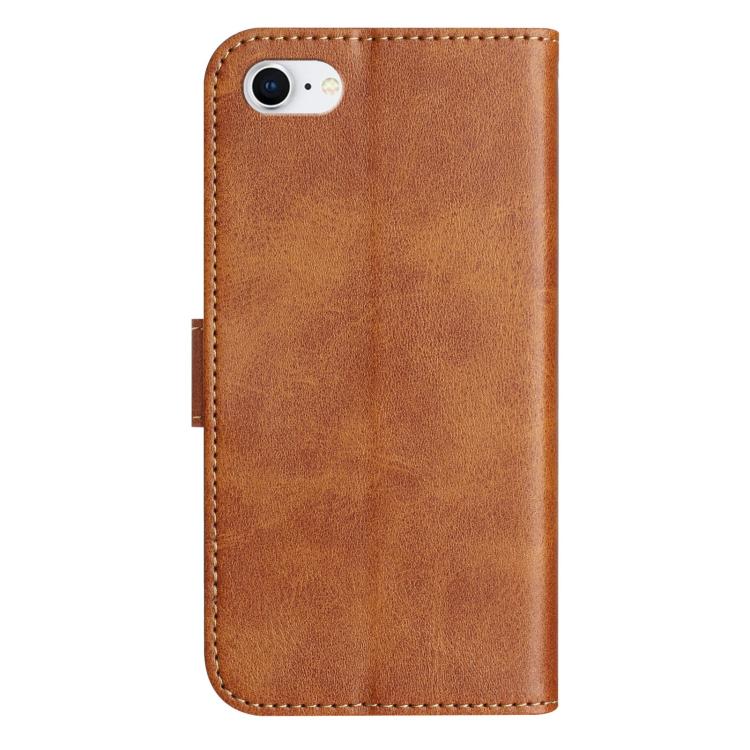 For iPhone 7 / 8 / SE 2022 Dual-Folded S-shape Leather Phone Case