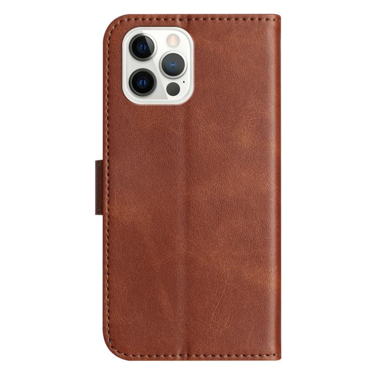 For iPhone 12 Pro Max Dual-Folded S-shape Leather Phone Case
