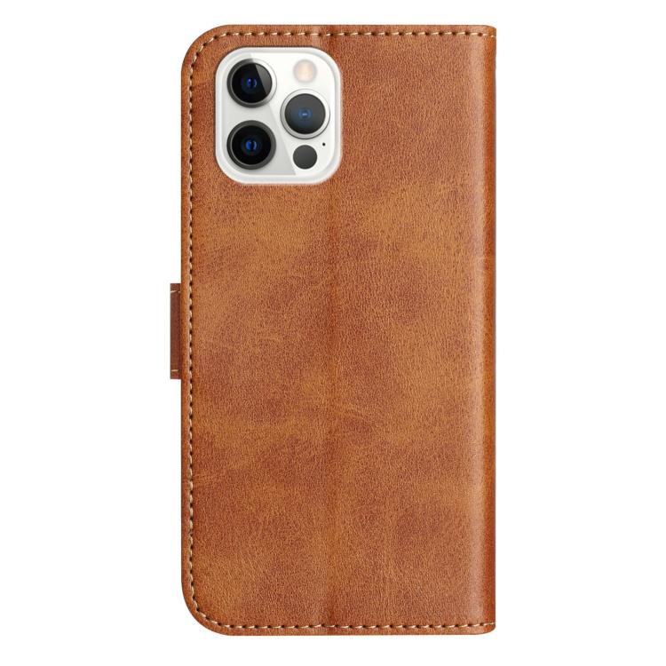 For iPhone 12 Pro Max Dual-Folded S-shape Leather Phone Case