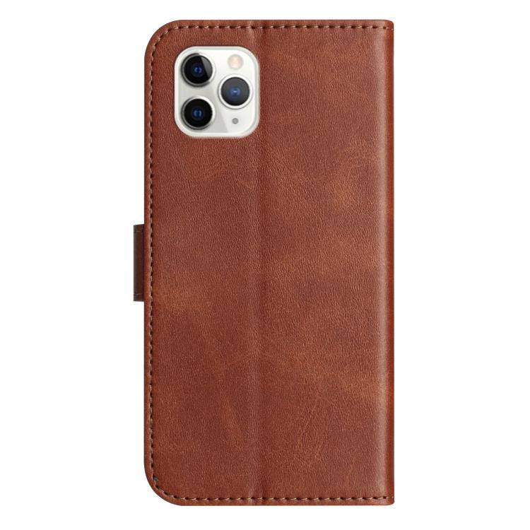 For iPhone 11 Pro Max Dual-Folded S-shape Leather Phone Case