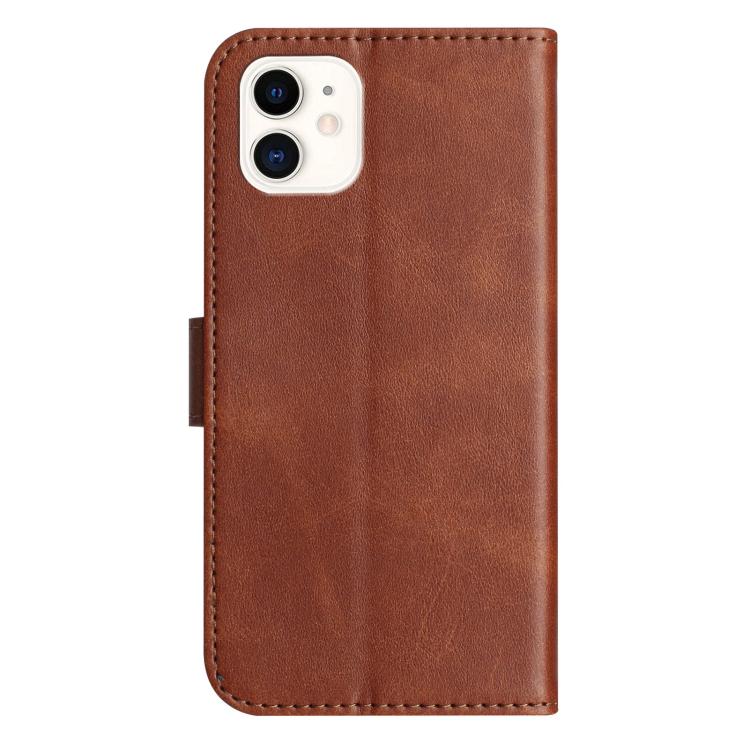 For iPhone 11 Dual-Folded S-shape Leather Phone Case