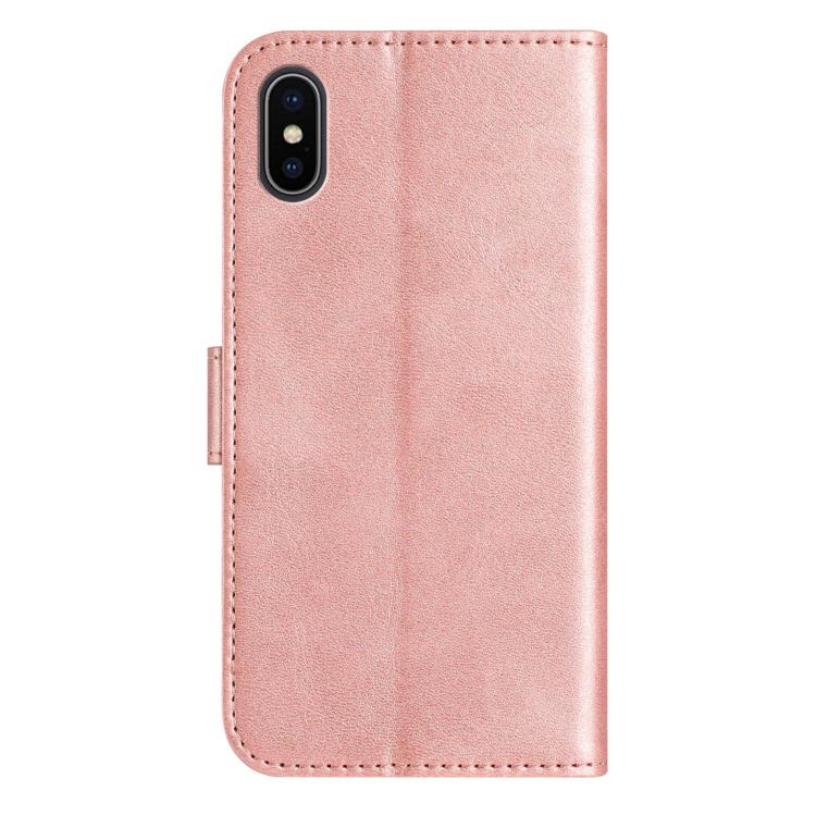 For iPhone X / XS Dual-Folded S-shape Leather Phone Case