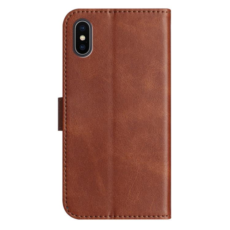 For iPhone X / XS Dual-Folded S-shape Leather Phone Case