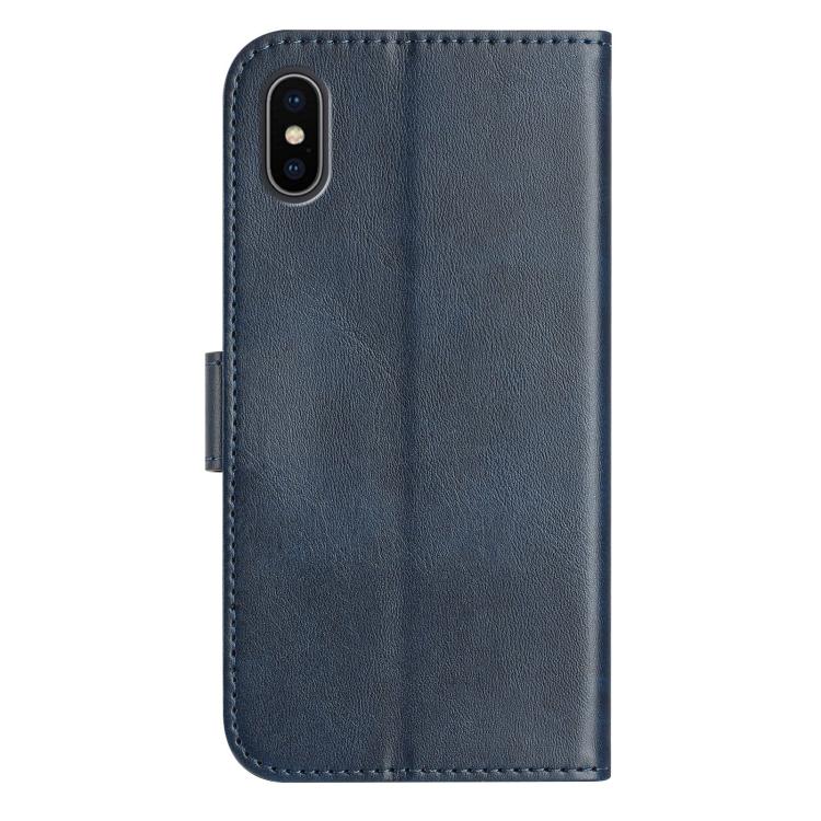 For iPhone X / XS Dual-Folded S-shape Leather Phone Case