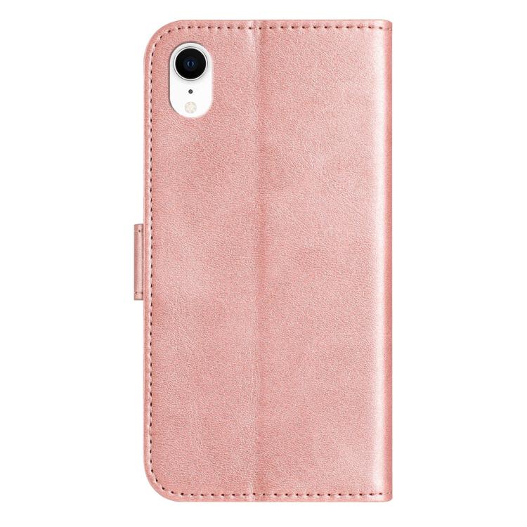 For iPhone XR Dual-Folded S-shape Leather Phone Case