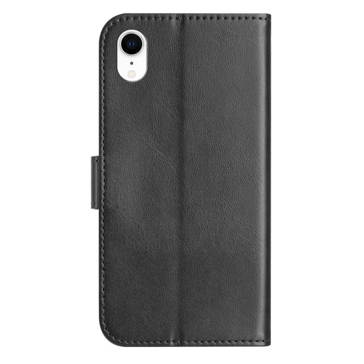 For iPhone XR Dual-Folded S-shape Leather Phone Case