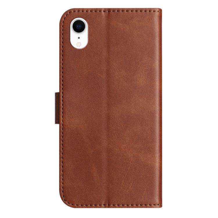For iPhone XR Dual-Folded S-shape Leather Phone Case