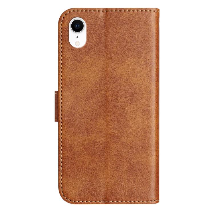 For iPhone XR Dual-Folded S-shape Leather Phone Case