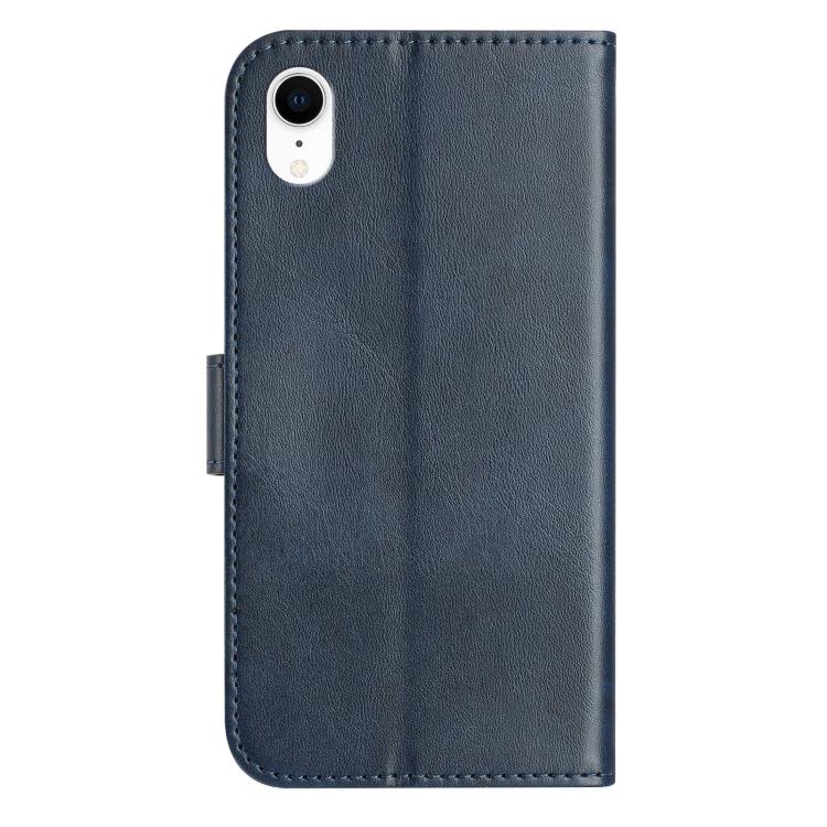 For iPhone XR Dual-Folded S-shape Leather Phone Case