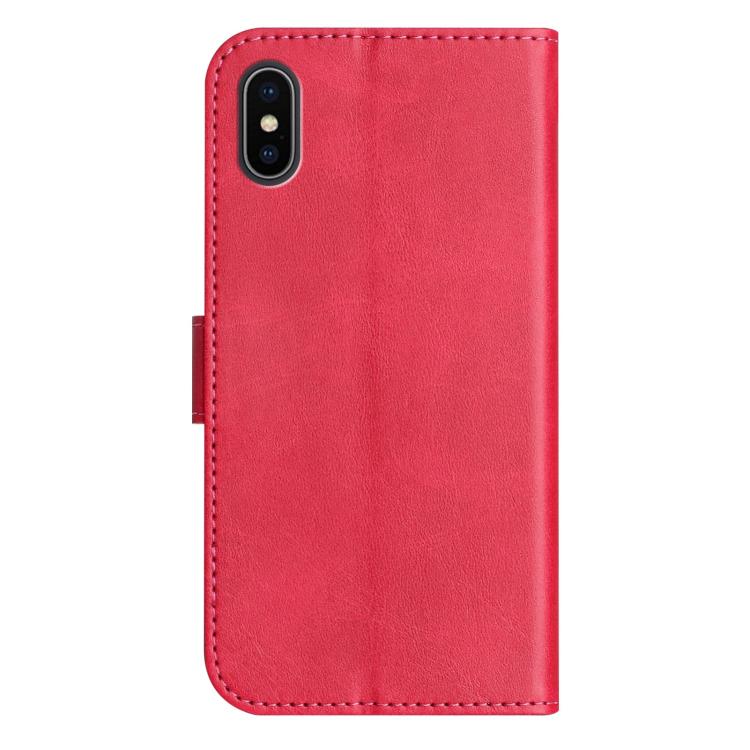 For iPhone XS Max Dual-Folded S-shape Leather Phone Case