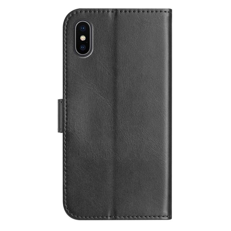 For iPhone XS Max Dual-Folded S-shape Leather Phone Case