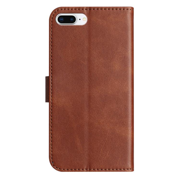 For iPhone 7 Plus / 8 Plus Dual-Folded S-shape Leather Phone Case
