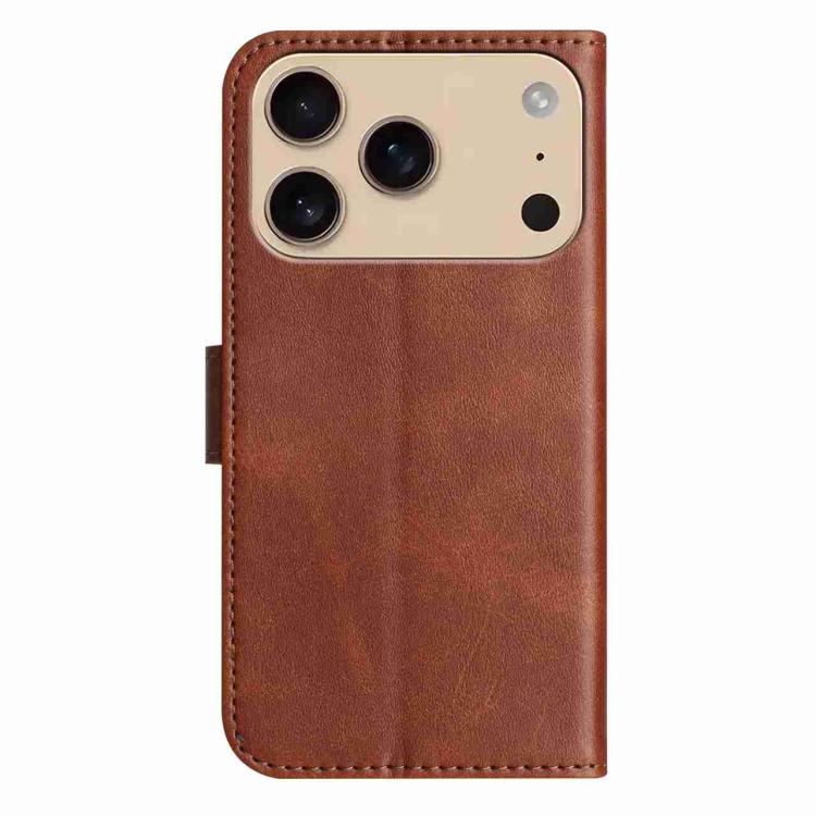 For iPhone 17 Pro Max Dual-Folded S-shape Leather Phone Case