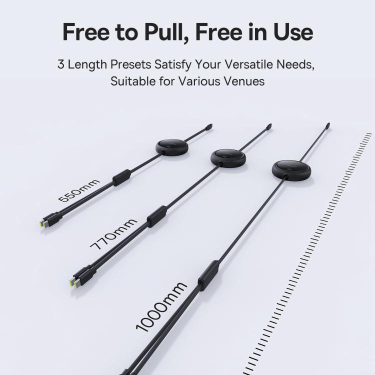 Baseus 2 in 1 Type-C 100W Retractable Charging Cable, Length: 1m - Black