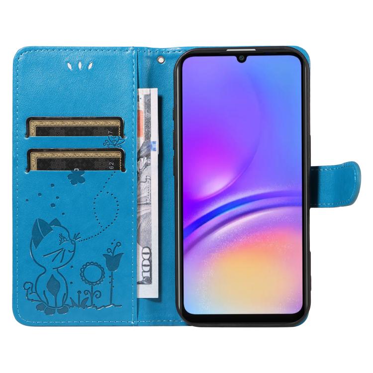 For Samsung Galaxy A06 5G / 4G Cat and Bee Embossed Flip Leather Phone Case