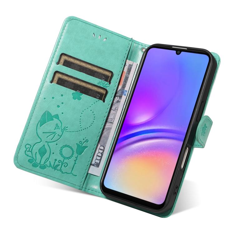For Samsung Galaxy A07 5G Cat and Bee Embossed Flip Leather Phone Case