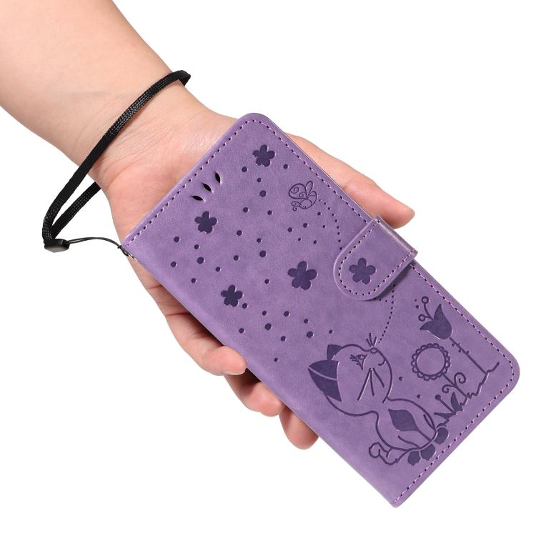 For Samsung Galaxy A07 5G Cat and Bee Embossed Flip Leather Phone Case
