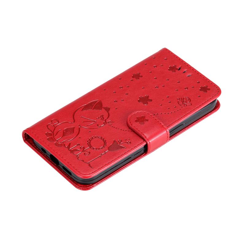 For Samsung Galaxy A56 5G Cat and Bee Embossed Flip Leather Phone Case