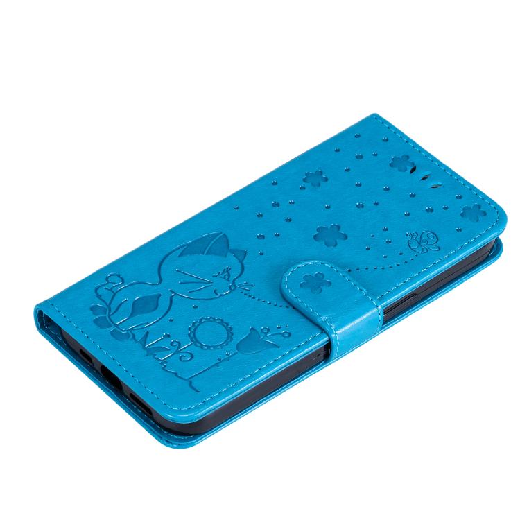For Samsung Galaxy A56 5G Cat and Bee Embossed Flip Leather Phone Case
