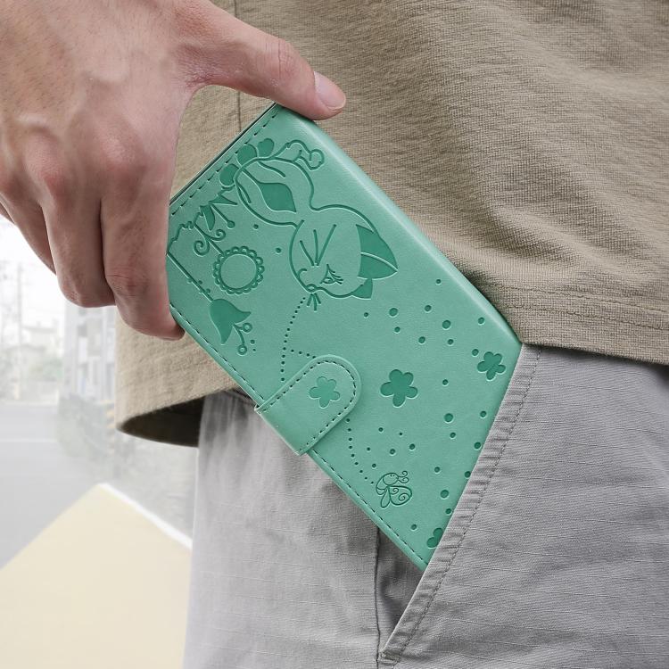 For Samsung Galaxy A56 5G Cat and Bee Embossed Flip Leather Phone Case