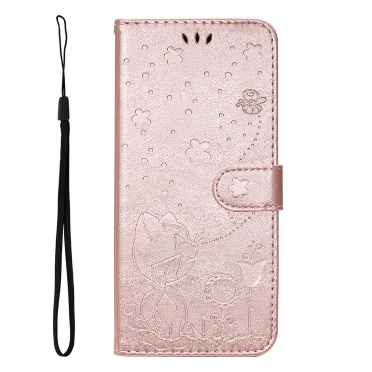 For Samsung Galaxy A56 5G Cat and Bee Embossed Flip Leather Phone Case