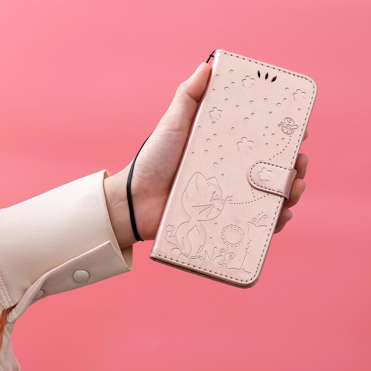 For Samsung Galaxy A56 5G Cat and Bee Embossed Flip Leather Phone Case