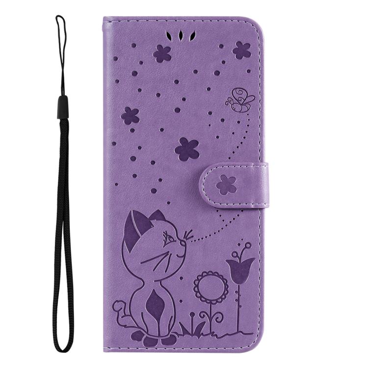 For Samsung Galaxy A56 5G Cat and Bee Embossed Flip Leather Phone Case