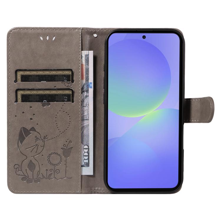 For Samsung Galaxy A37 5G Cat and Bee Embossed Flip Leather Phone Case
