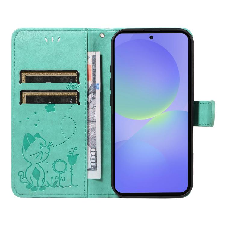 For Samsung Galaxy A37 5G Cat and Bee Embossed Flip Leather Phone Case