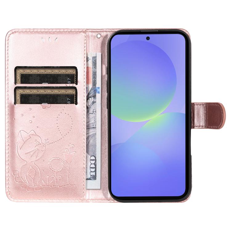 For Samsung Galaxy A37 5G Cat and Bee Embossed Flip Leather Phone Case