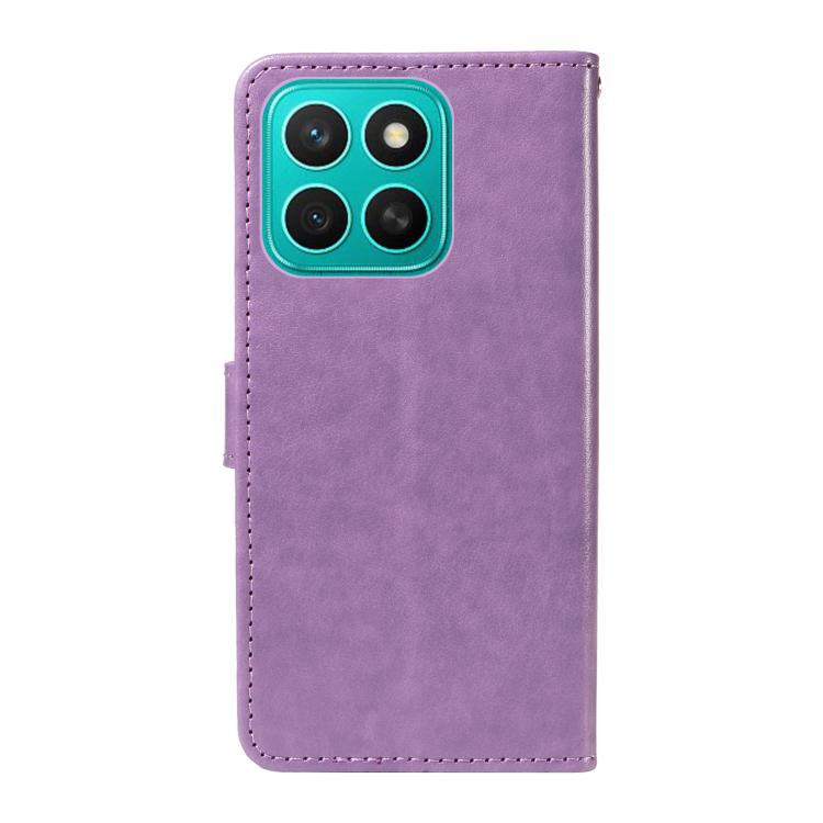 For Honor X8c 4G Global Cat and Bee Embossed Flip Leather Phone Case