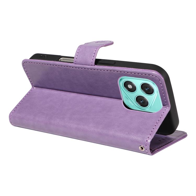 For Honor 400 Lite Global Cat and Bee Embossed Flip Leather Phone Case