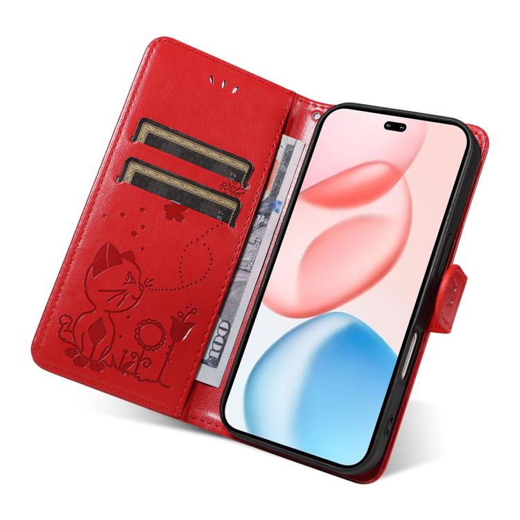 For Honor 400 Pro Global 160.8mm Cat and Bee Embossed Flip Leather Phone Case