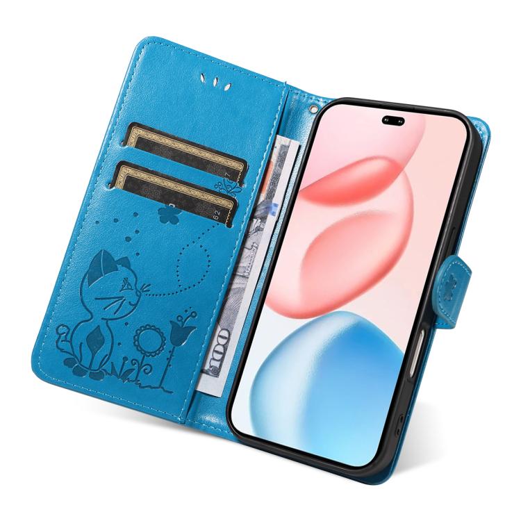 For Honor 400 Pro Global 160.8mm Cat and Bee Embossed Flip Leather Phone Case