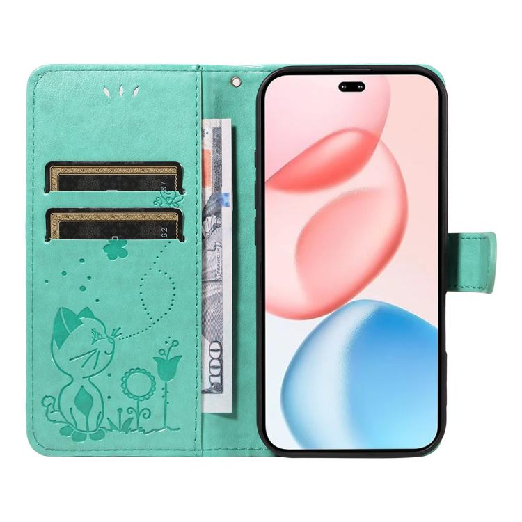 For Honor 400 Pro Global 160.8mm Cat and Bee Embossed Flip Leather Phone Case