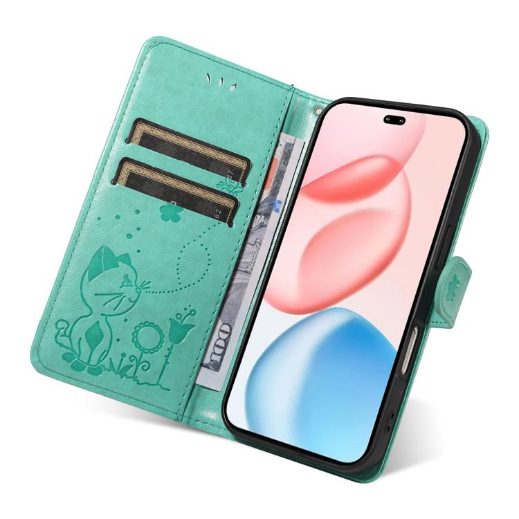 For Honor 400 Pro Global 160.8mm Cat and Bee Embossed Flip Leather Phone Case