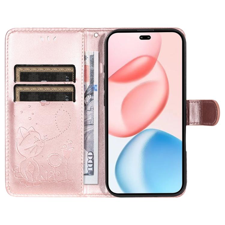 For Honor 400 Pro Global 160.8mm Cat and Bee Embossed Flip Leather Phone Case