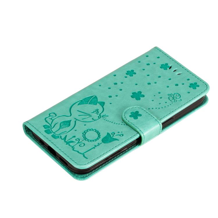 For Honor X6c / X6b / X6a / X5b Cat and Bee Embossed Flip Leather Phone Case