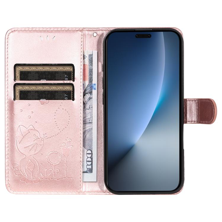 For Honor Magic8 Pro Cat and Bee Embossed Flip Leather Phone Case