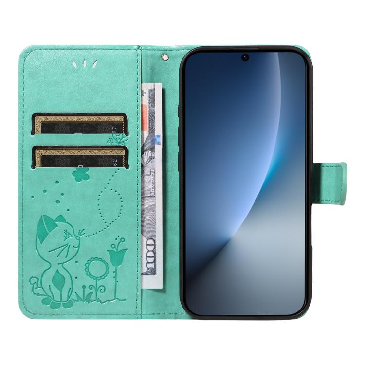 For Honor Magic8 Cat and Bee Embossed Flip Leather Phone Case